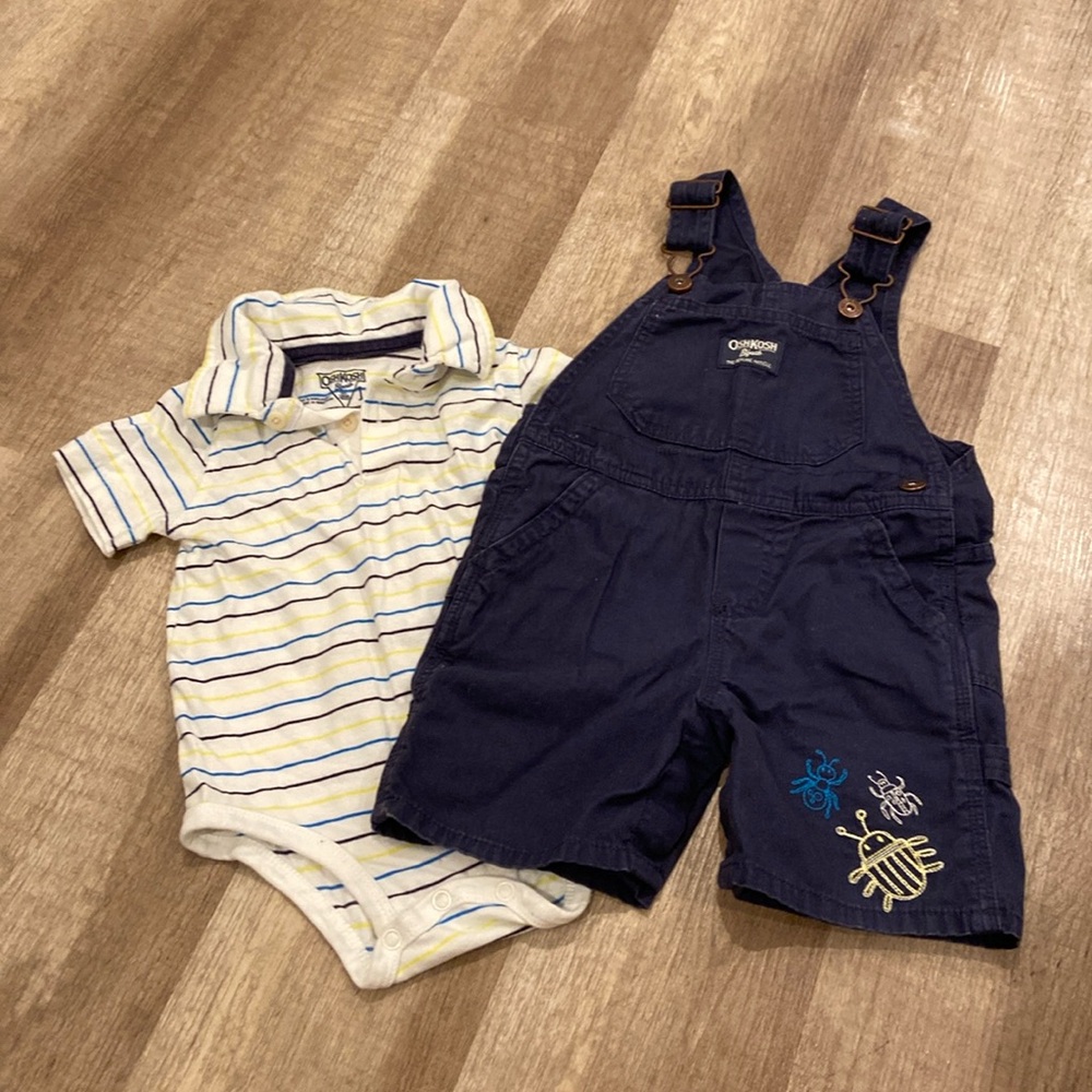 Oshkosh B’gosh overall shorts and polo onesie